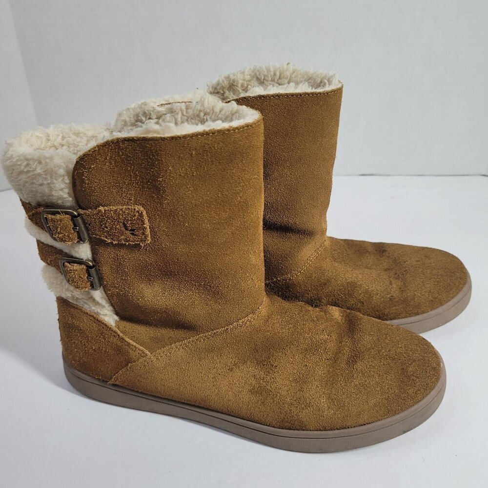 Koolaburra By UGG Girls Youth Short Suede Shearling‎ Boots Size 3 Tan 1096445